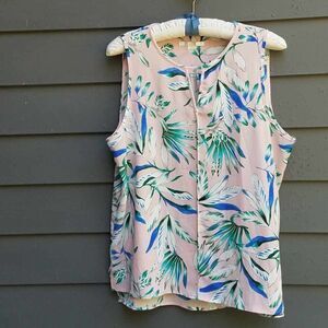 C & E Pink Tropical Sleeveless Blouse size XL
